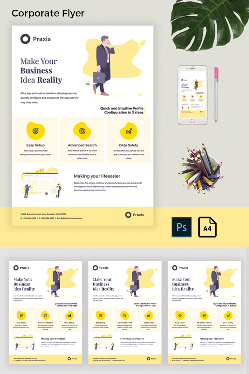 Praxis Corporate Flyer PSD Premium Corporate identity Template Small Screenshot Praxis Corporate Flyer PSD Corporate Identity Template