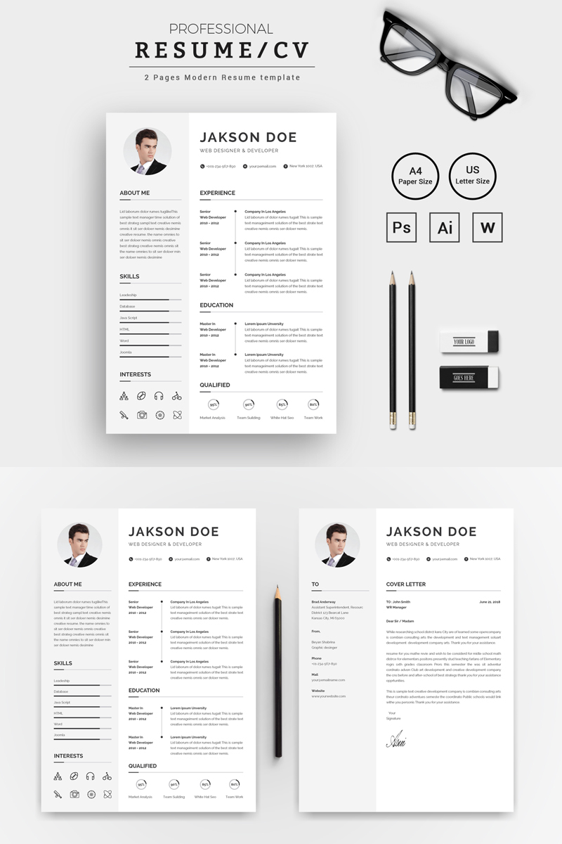 jakson doe web designer developer cv resume template 71811