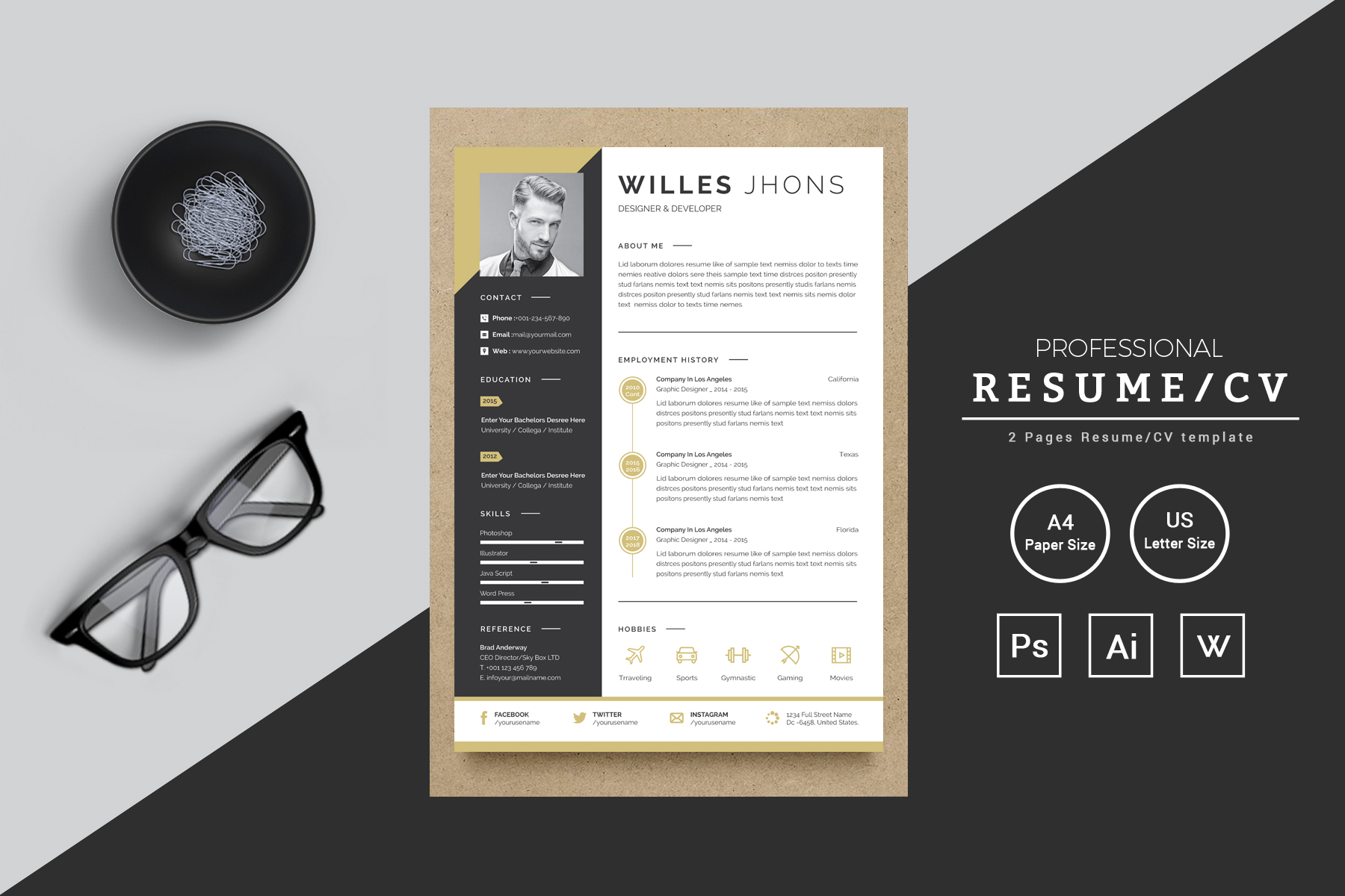 Willes Jhons Premium Resume Theme Small Screenshot Willes Jhons Resume Template