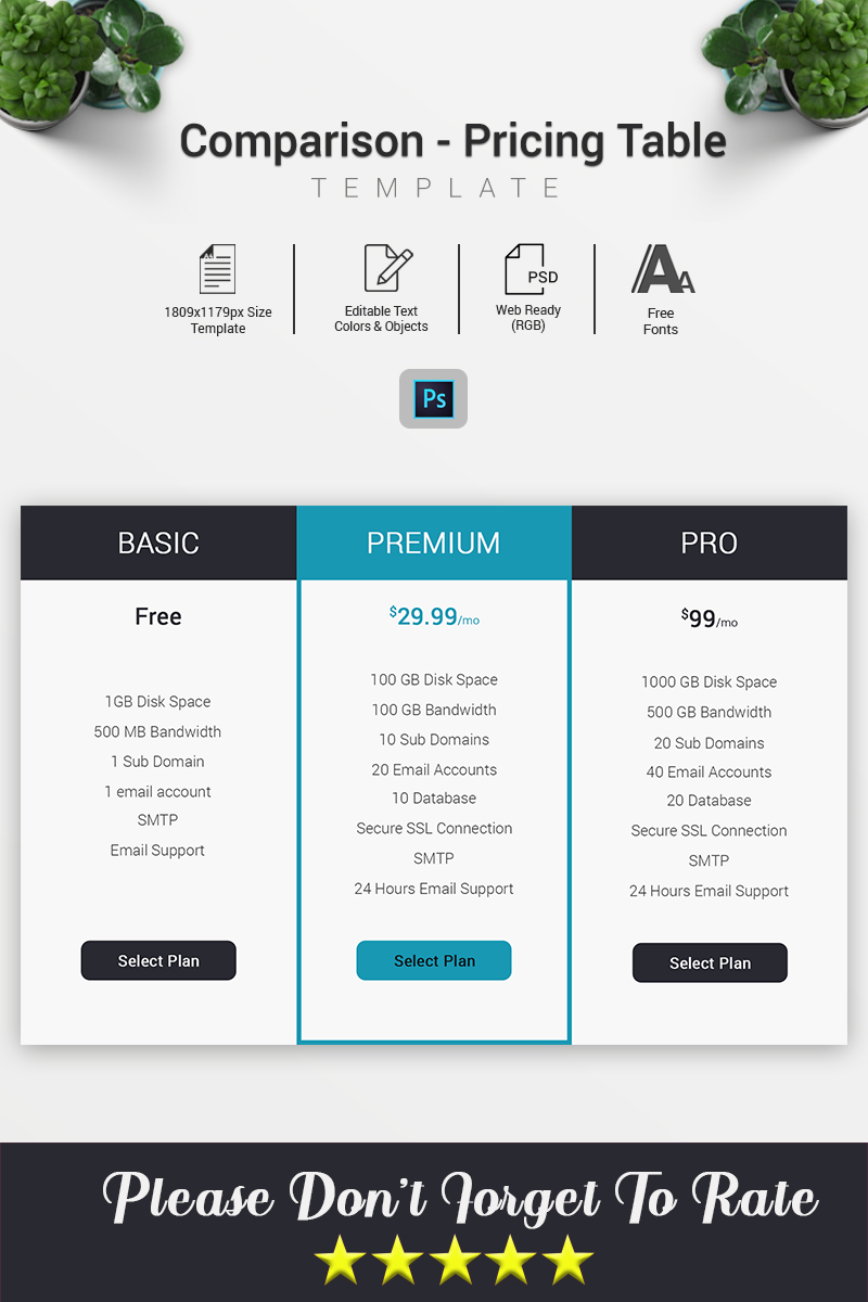 comparison pricing table infographic