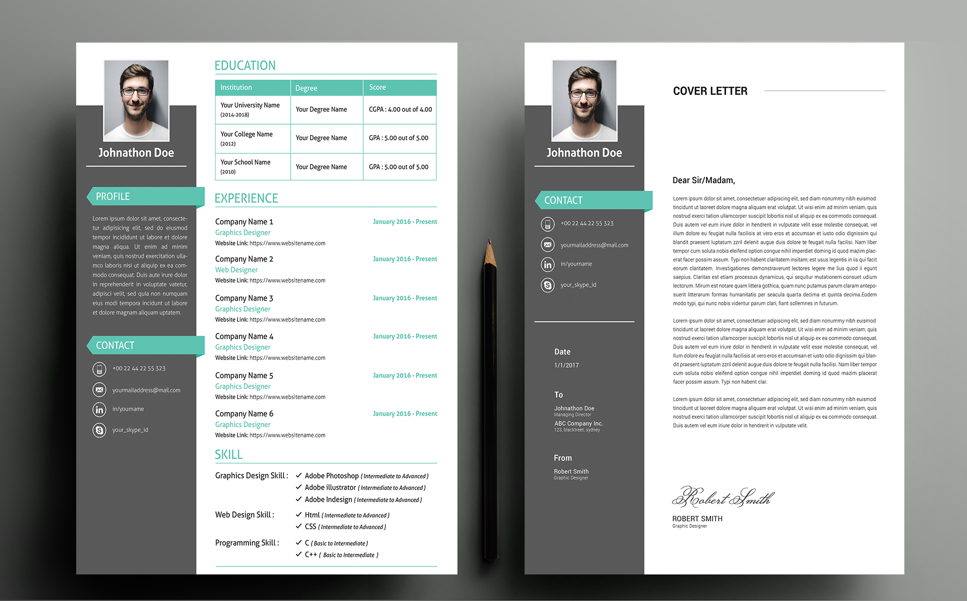 Download Резюме "Johny Resume Template" / Johny Resume Template - Резюме на тему графика cv,resume,printable,psd,word,docx,a4,design,job,download,premium,cover,letter,graphic,designer,template,new,clean,professional,theme