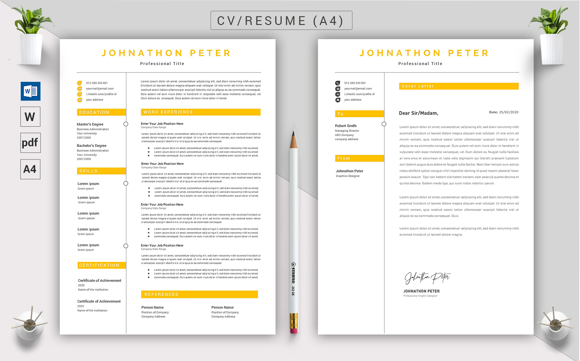 Download Резюме "Johnathon Peter - CV &amp; Resume Template" / Johnathon Peter - CV &amp; Resume Template - Резюме на тему графика minimal,clean,black,resume,bright,cv,cover  letter,creative,curriculum  vitae,design,template,docx,editable,elegant,job,word,modern,a4,blue,corporate