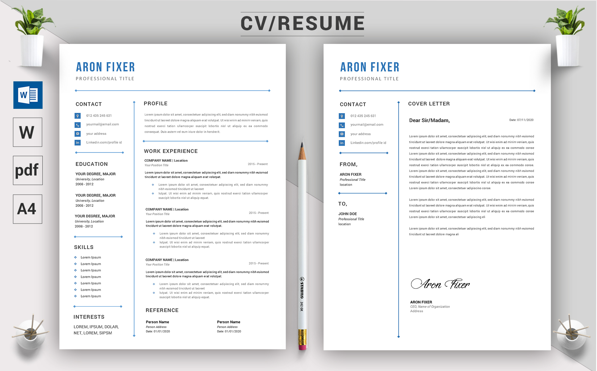 Download Резюме "Aron Fixer - CV Resume Template" / Aron Fixer - CV Resume Template - Резюме на тему графика a4,black resume,bright,clean,cv,cover letter,creative,curriculum vitae,design,template,docx,editable,elegant,job,light,minimal,word,modern,new,resume