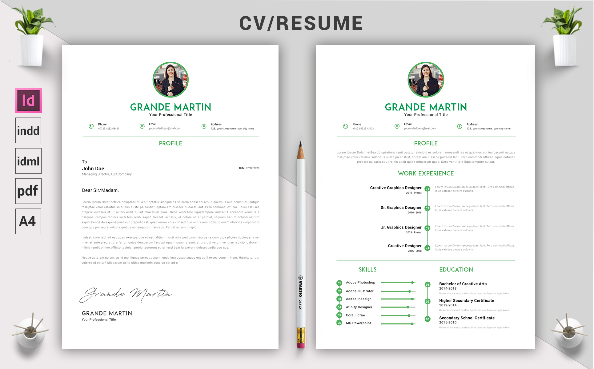 Download Резюме "Grande Martin - CV &amp; Resume Template" / Grande Martin - CV &amp; Resume Template - Резюме на тему графика a4,bright,clean,cv,cover letter,creative,curriculum vitae,design,template,docx,editable,elegant,job,light,minimal,modern,new,resume,indesign,indd resume