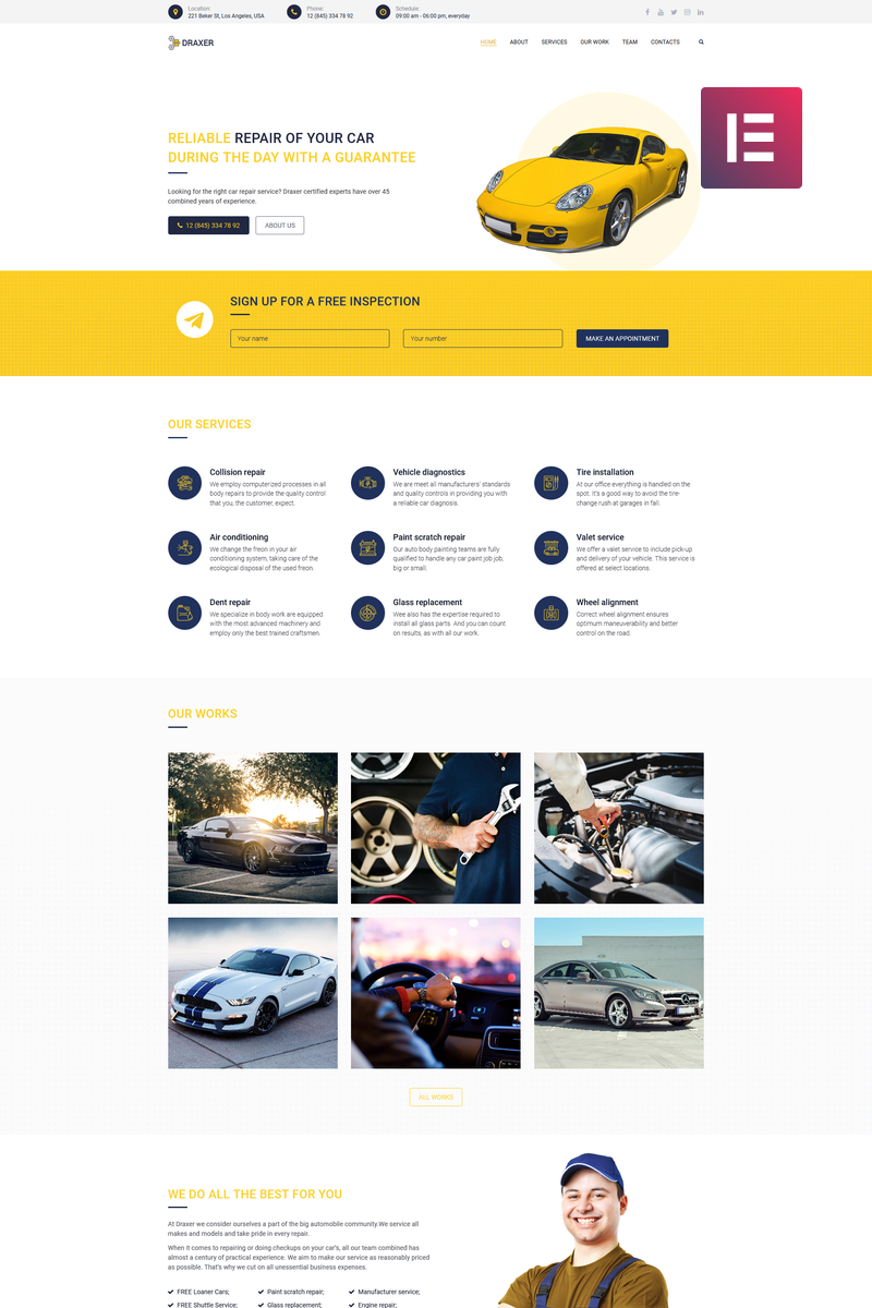 Draxer - Car Repair Multipurpose Minimal Elementor WordPress Theme Draxer - Car Repair WordPress Theme