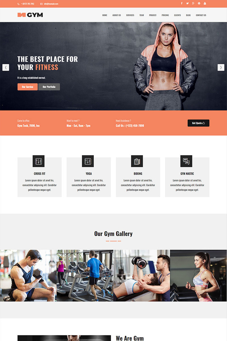 Gym Parallax Landing Page Template 70610 Gym Parallax Landing Page Template Screenshot