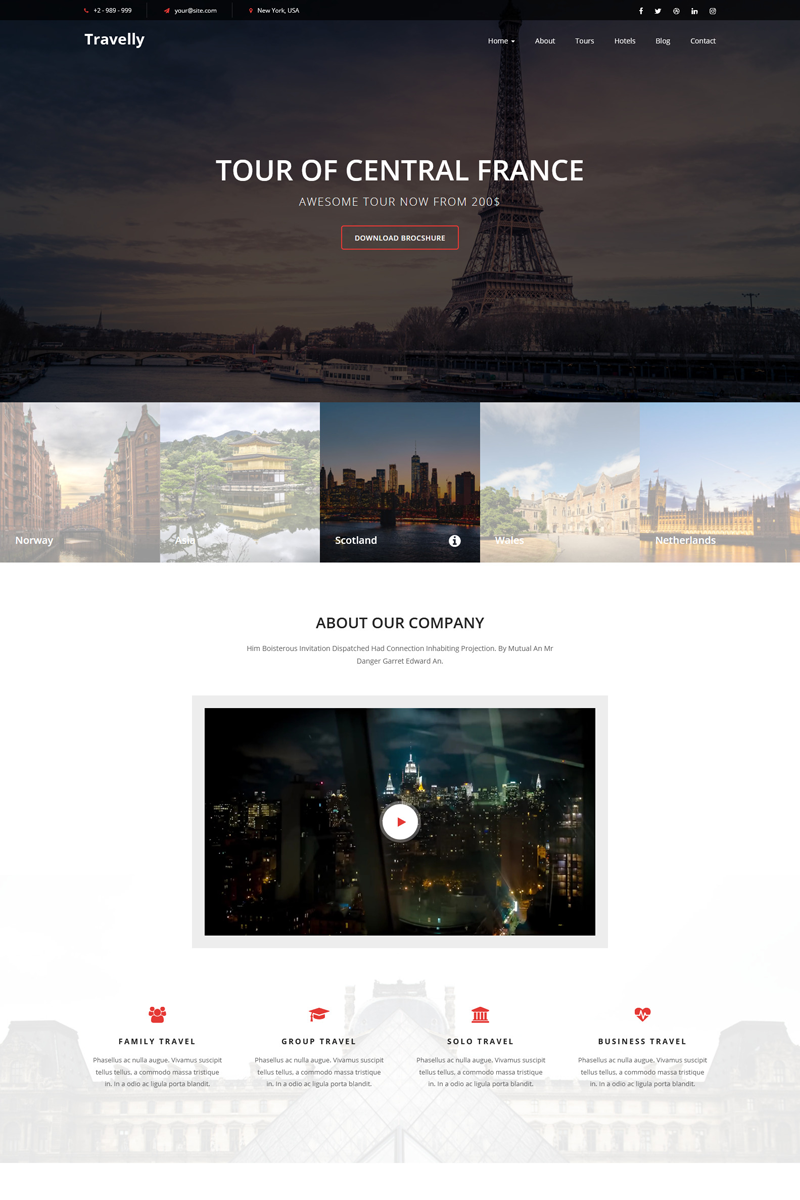 Travelly - Travel Agency Responsywne Motyw Landing Page Mały zrzut ekranu Responsywny szablon Landing Page Travelly - Travel Agency #73746