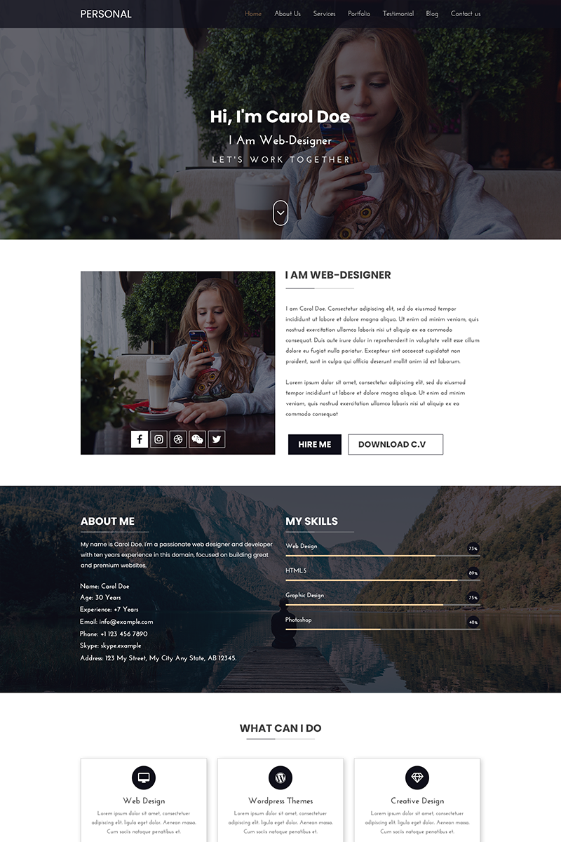 personal portfolio psd template 69517 portfolio psd template