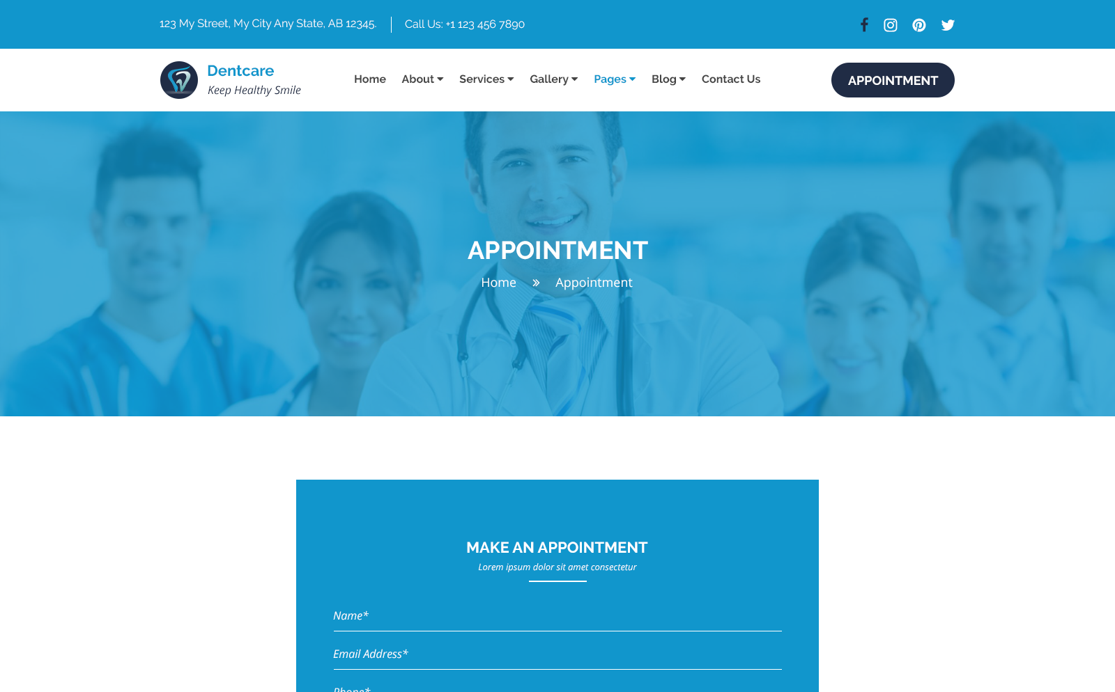 DentCare Dental Clinic and Health PSD Template 70021