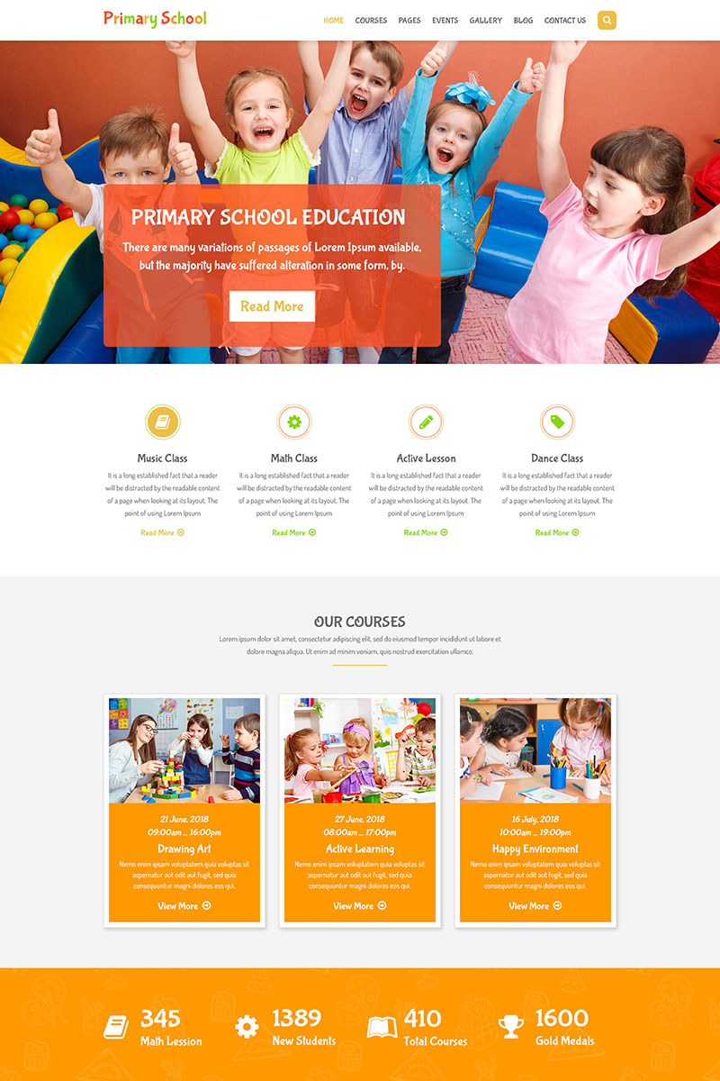 primary school education primary school for children psd template bootstrap school template