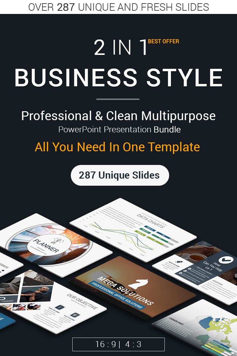Business Style -2 In 1 奖金 PowerPoint主题 小的屏幕截图 "Business Style -2 In 1" 奖金PowerPoint 模板