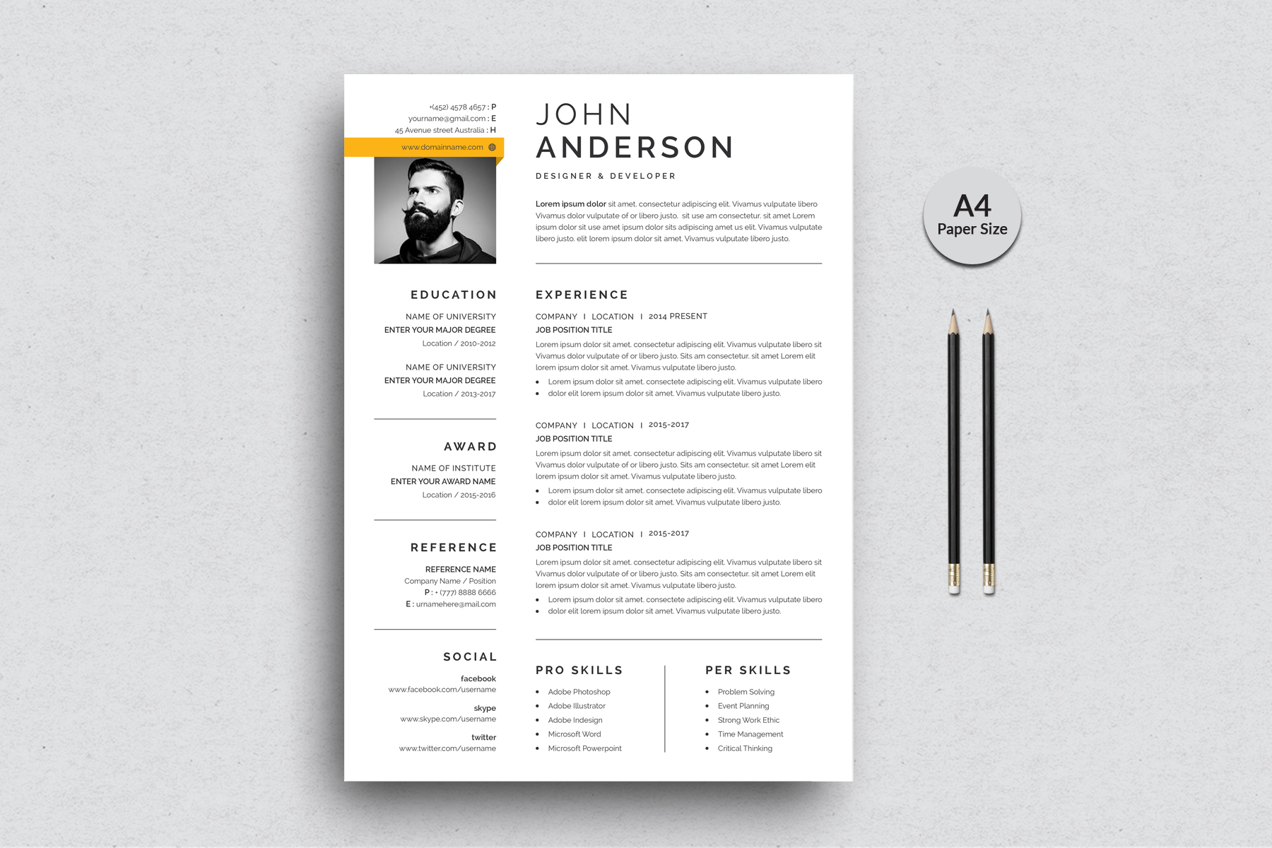 Download Резюме "Clean Two Pages Resume Template" / Clean Two Pages Resume Template - Резюме на тему графика resume,cv,clean resume,creative resume,word resume,infographic resume,modern resume,professional resume,student resume,resume mac pages,manager cv template,bankers resume,doctors resume,job s