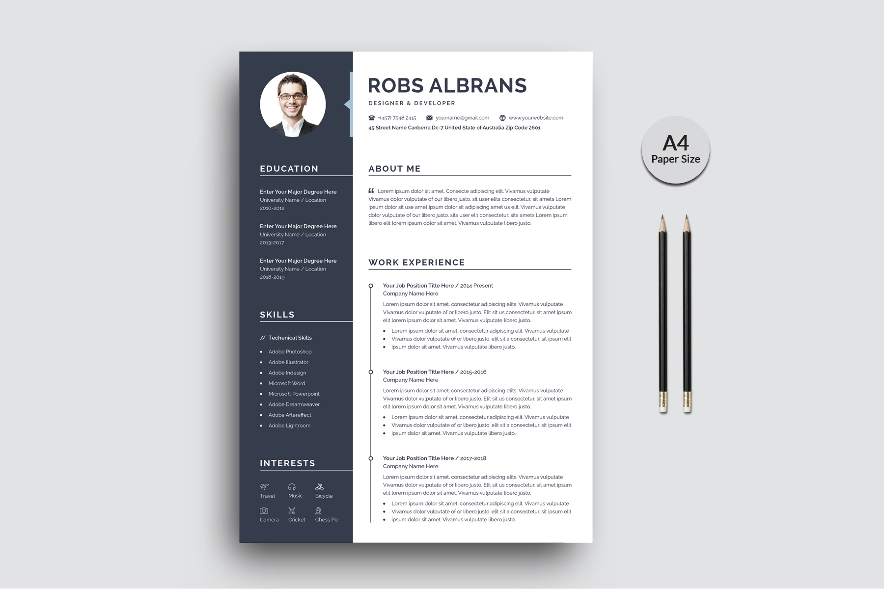 Download Резюме "Robs Clean Resume Template" / Robs Clean Resume Template - Резюме на тему графика resume,cv,clean resume,creative resume,word resume,infographic resume,modern resume,professional resume,student resume,resume mac pages,manager cv template,bankers resume,doctors resume,job s