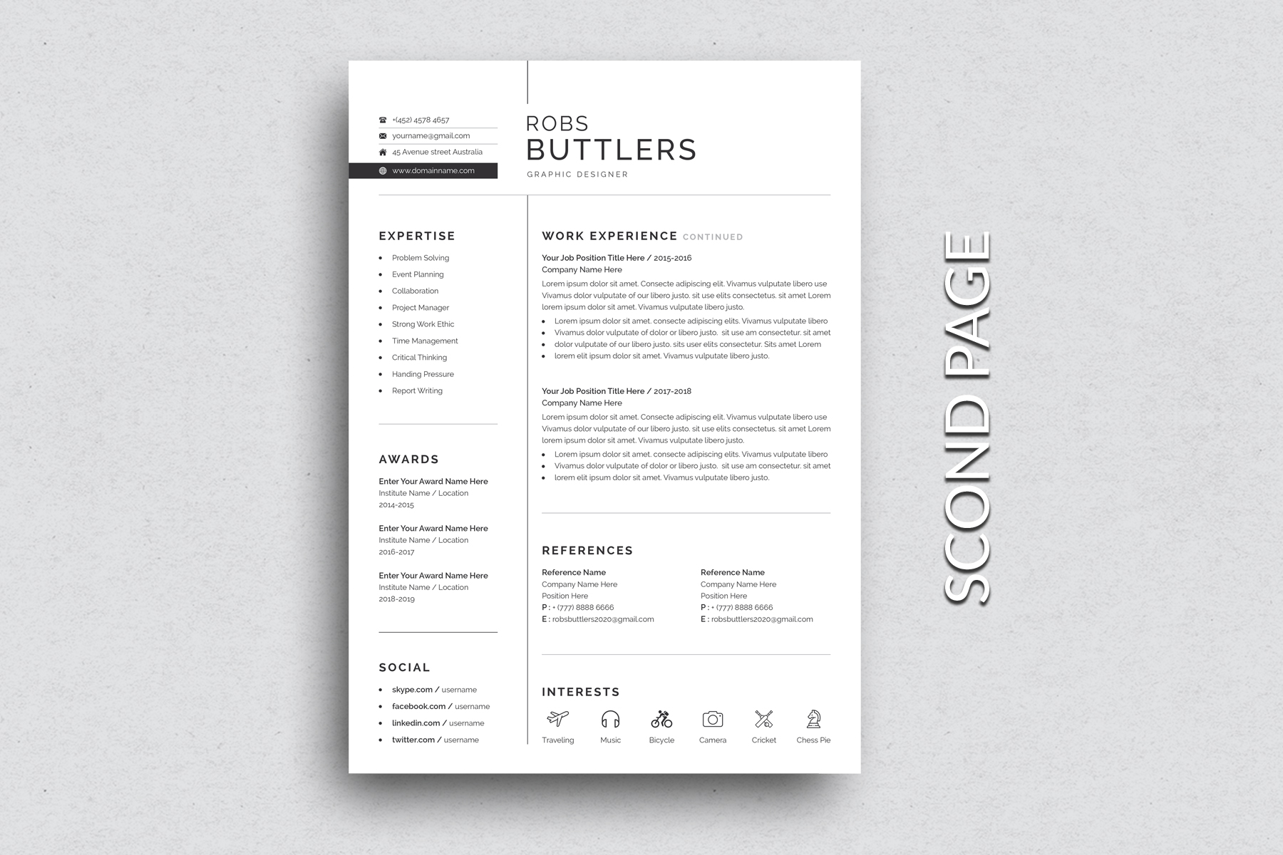 Download Резюме "Professional Three Pages Resume Template" / Professional Three Pages Resume Template - Резюме на тему графика resume,cv,clean resume,creative resume,word resume,infographic resume,modern resume,professional resume,student resume,resume mac pages,manager cv template,bankers resume,doctors resume,job s