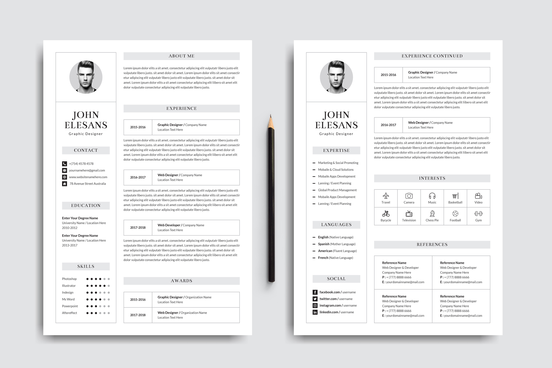 Download Резюме "Classic Elesans Resume Template" / Classic Elesans Resume Template - Резюме на тему графика resume,cv,clean resume,creative resume,word resume,infographic resume,modern resume,professional resume,student resume,resume mac pages,manager cv template,bankers resume,doctors resume,job s