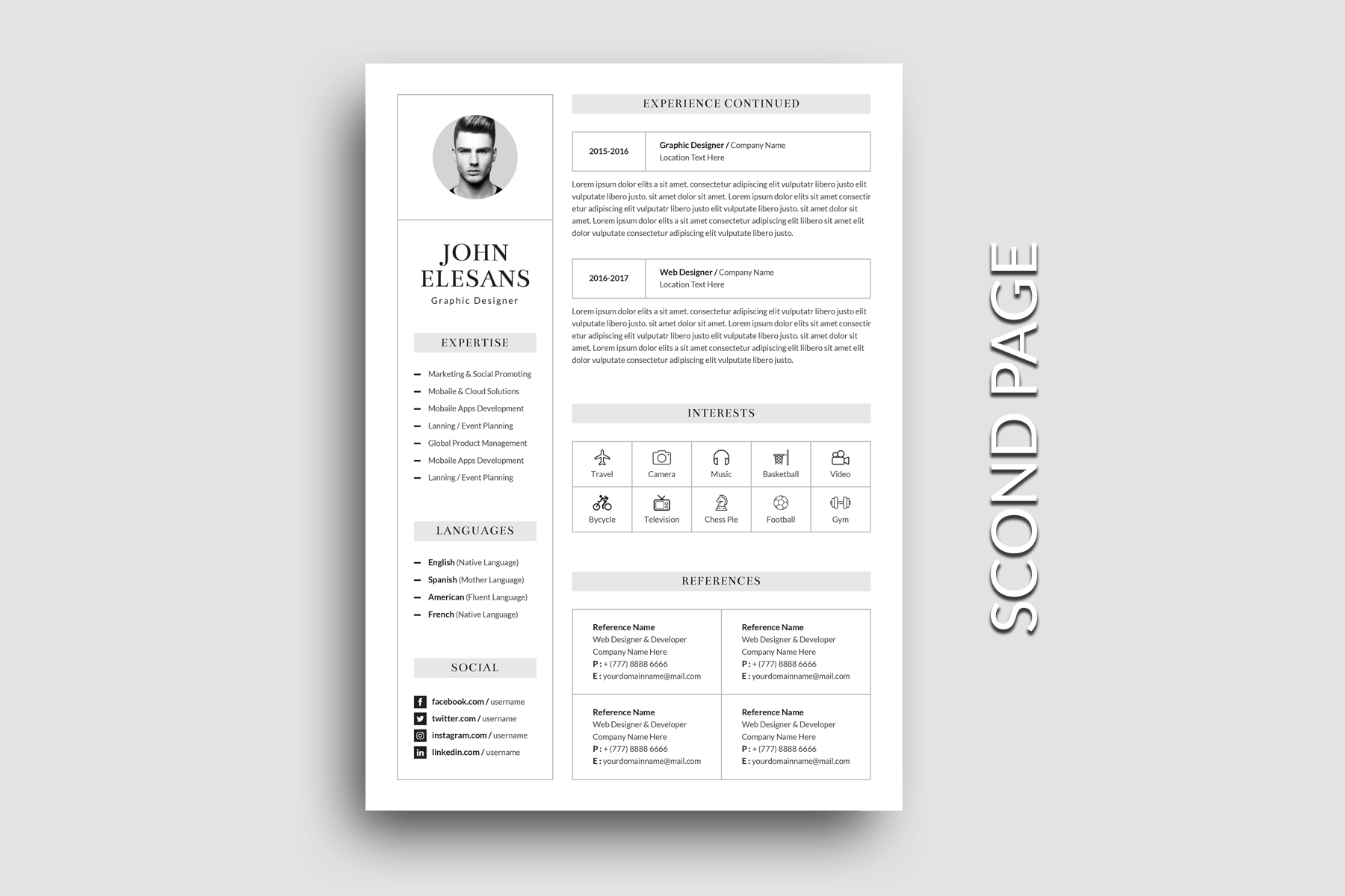 Download Резюме "Classic Elesans Resume Template" / Classic Elesans Resume Template - Резюме на тему графика resume,cv,clean resume,creative resume,word resume,infographic resume,modern resume,professional resume,student resume,resume mac pages,manager cv template,bankers resume,doctors resume,job s