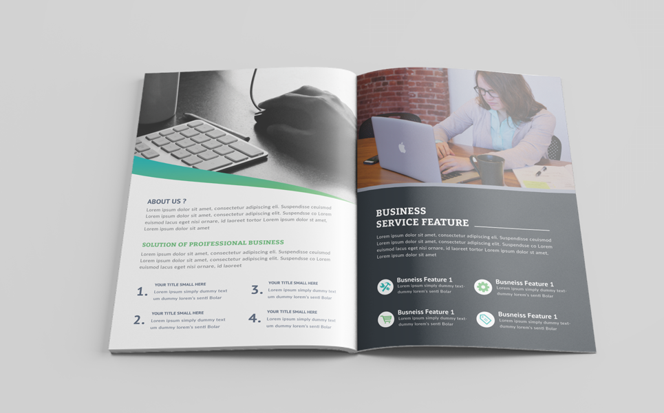Solution Bi-Fold Brochure Tema di Identità Aziendale Screenshot piccolo Tema di Identità Aziendale #74358 "Solution Bi-Fold Brochure"
