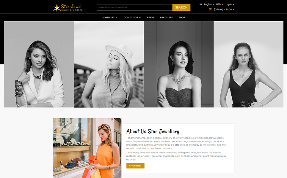 Starjewel - Jewellery Store 奖金 PrestaShop主题 小的屏幕截图 "Starjewel - Jewellery Store" 响应式PrestaShop模板