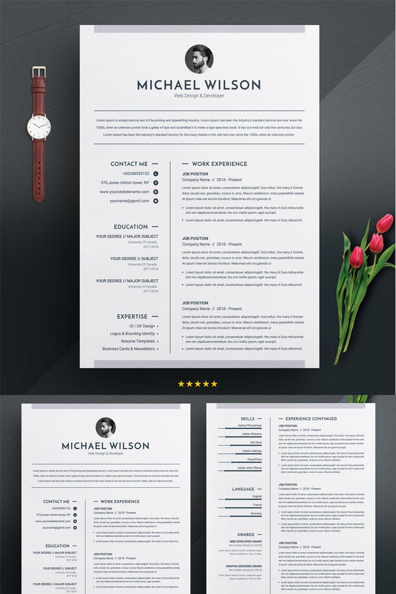 Micheal William Premium Thème de CV Petite capture d'écran "Micheal William" modèle de CV