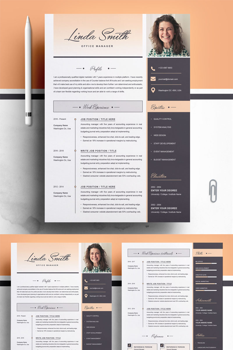 Linda Smith Premium Lebenslauf- Vorlage Kleiner Screenshot Lebenslauf-Vorlage namens "Linda Smith"