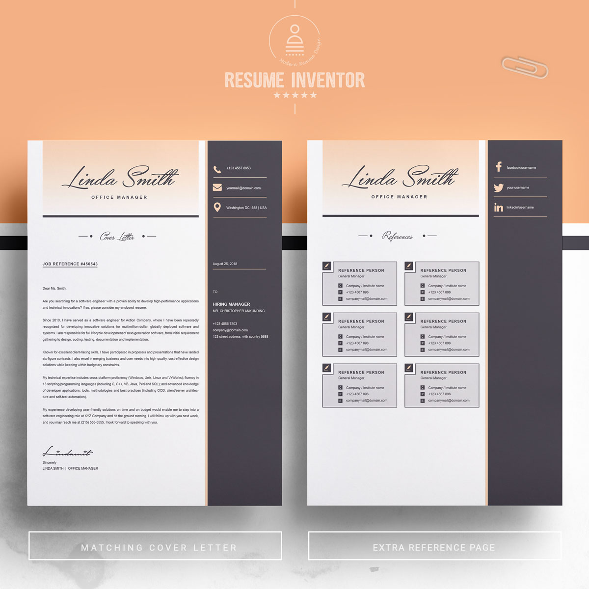 Linda Smith Premium Lebenslauf- Vorlage Kleiner Screenshot Lebenslauf-Vorlage namens "Linda Smith"
