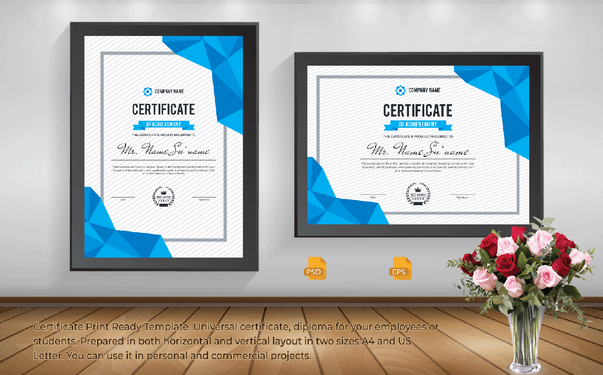 Download Шаблон сертификата "Printable Achievement Certificate Template" / Printable Achievement Certificate Template - Шаблон сертификата на тему графика blue,certificate,black,business,design,green,creative,graphic,landscape,letterhead,modern,official,print,professional,simple,standard,web,white