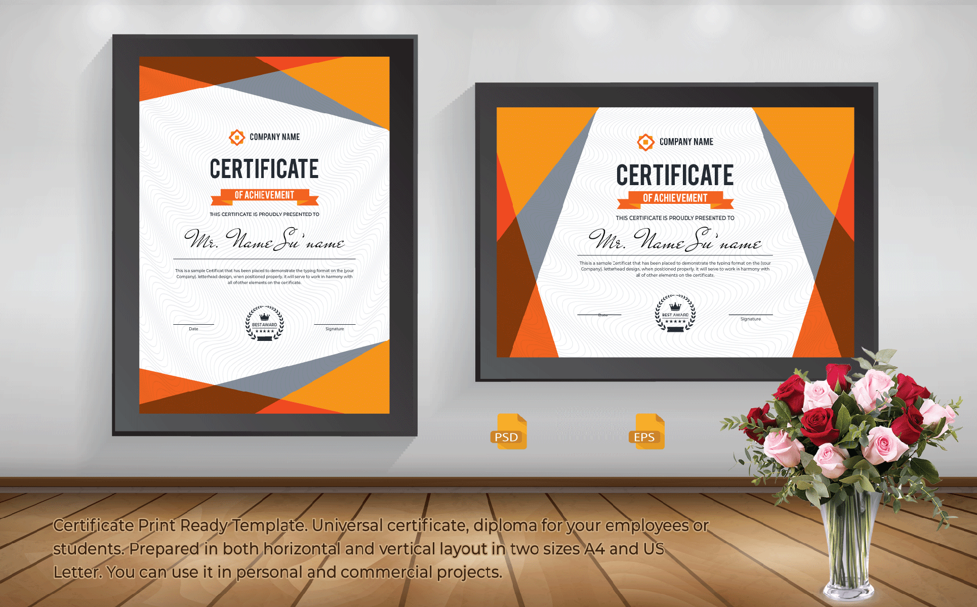 Download Шаблон сертификата "Triangles Design Certificate Template" / Triangles Design Certificate Template - Шаблон сертификата на тему графика blue,certificate,black,business,design,green,creative,graphic,landscape,letterhead,modern,official,print,professional,simple,standard,web,white