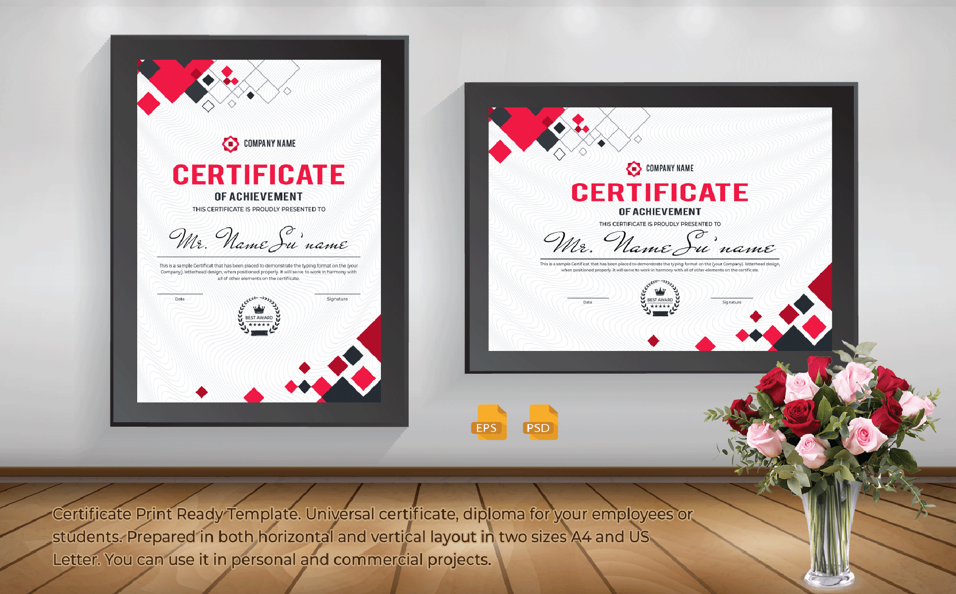 Download Шаблон сертификата "Print Ready Certificate Template" / Print Ready Certificate Template - Шаблон сертификата на тему графика blue,certificate,black,business,design,green,creative,graphic,landscape,letterhead,modern,official,print,professional,simple,standard,web,white