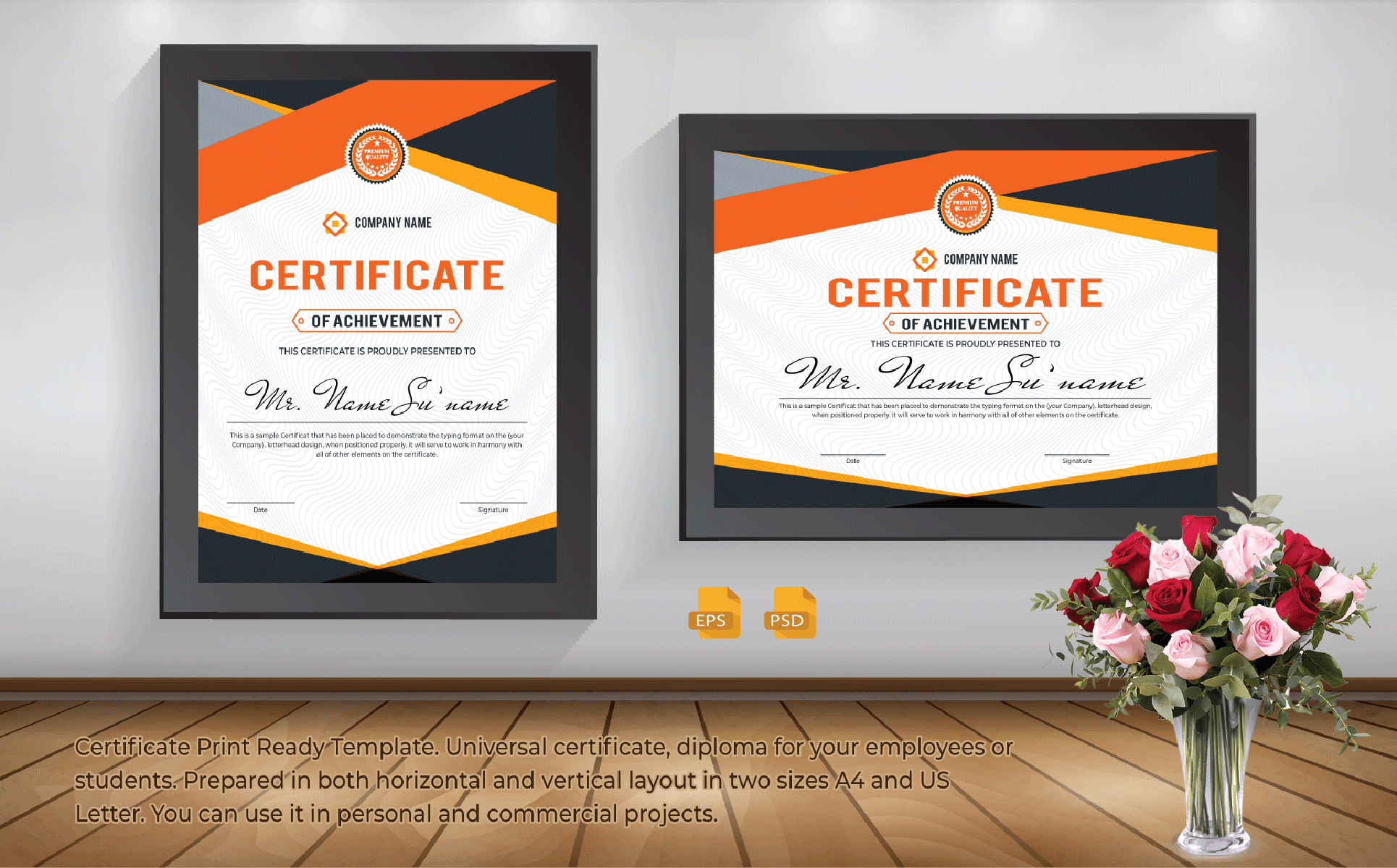 Download Шаблон сертификата "Universal Certificate Template" / Universal Certificate Template - Шаблон сертификата на тему графика blue,certificate,black,business,design,green,creative,graphic,landscape,letterhead,modern,official,print,professional,simple,standard,web,white