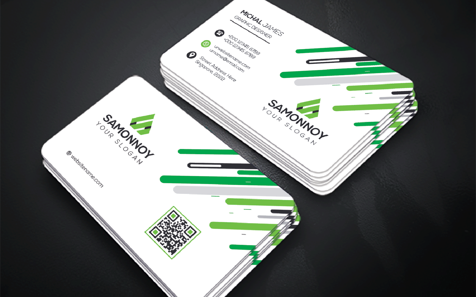 Download Фирменный стиль "Business Card - Corporate Identity Template" / Business Card - Corporate Identity Template - Фирменный стиль на тему графика print,designer,business,card,both,side,design,green,black,white,professional,modern,graphic,landscape,official,standard,creative,simple,web,logo