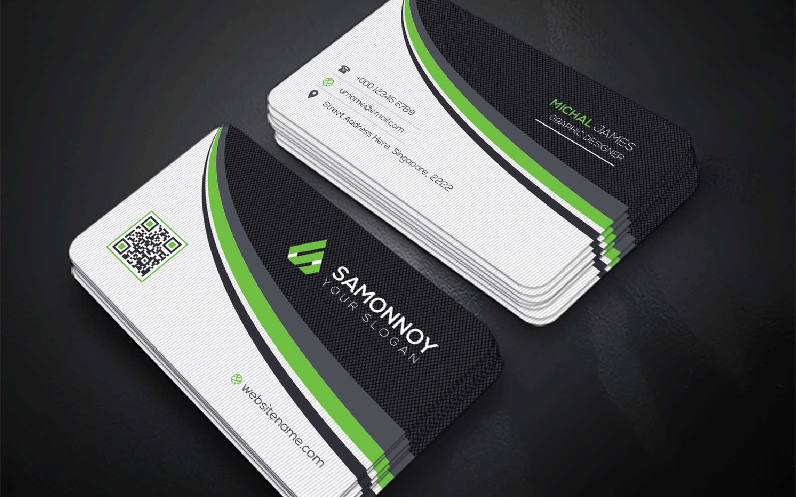 Download Фирменный стиль "Business Card - Corporate Identity Template" / Business Card - Corporate Identity Template - Фирменный стиль на тему графика print,designer,business,card,both,side,design,green,black,white,professional,modern,graphic,landscape,official,standard,creative,simple,web,logo