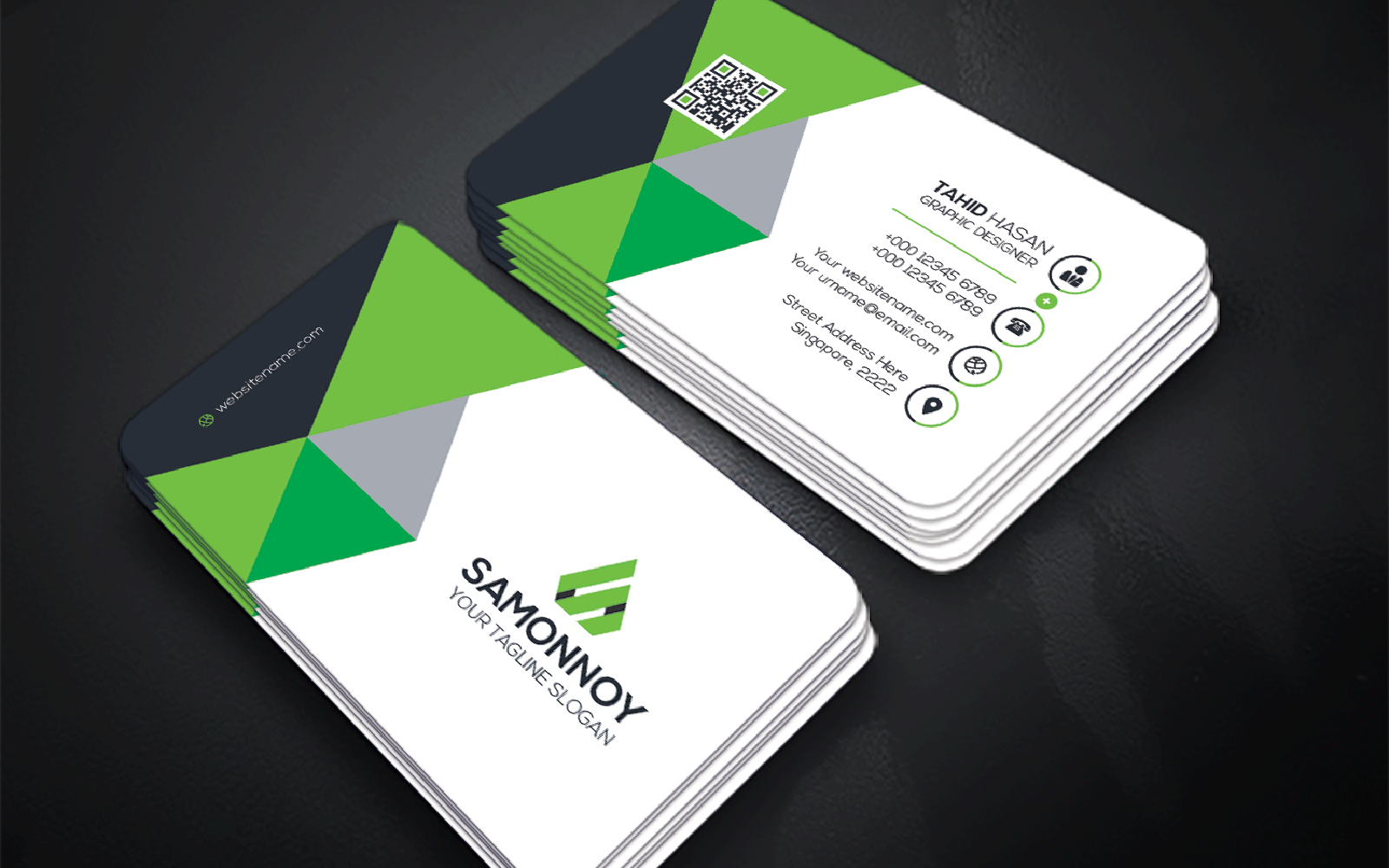 Download Фирменный стиль "Business Card - Corporate Identity Template" / Business Card - Corporate Identity Template - Фирменный стиль на тему графика print,designer,business,card,both,side,design,green,black,white,professional,modern,graphic,landscape,official,standard,creative,simple,web,logo