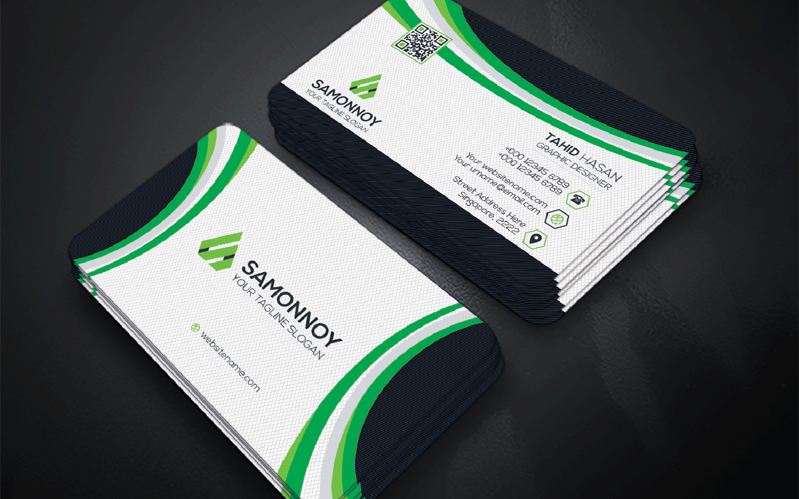 Download Фирменный стиль "Business Card - Corporate Identity Template" / Business Card - Corporate Identity Template - Фирменный стиль на тему графика print,designer,business,card,both,side,design,green,black,white,professional,modern,graphic,landscape,official,standard,creative,simple,web,logo