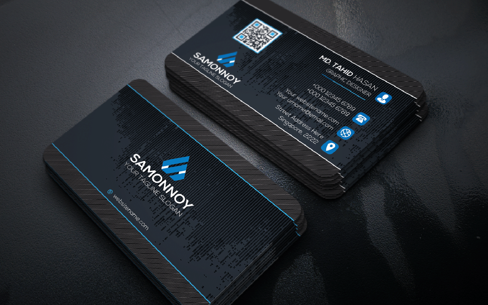 Download Фирменный стиль "Black Business Card - Corporate Identity Template" / Black Business Card - Corporate Identity Template - Фирменный стиль print,designer,business,card,both,side,design,green,black,white,professional,modern,graphic,landscape,official,standard,creative,simple,web,logo