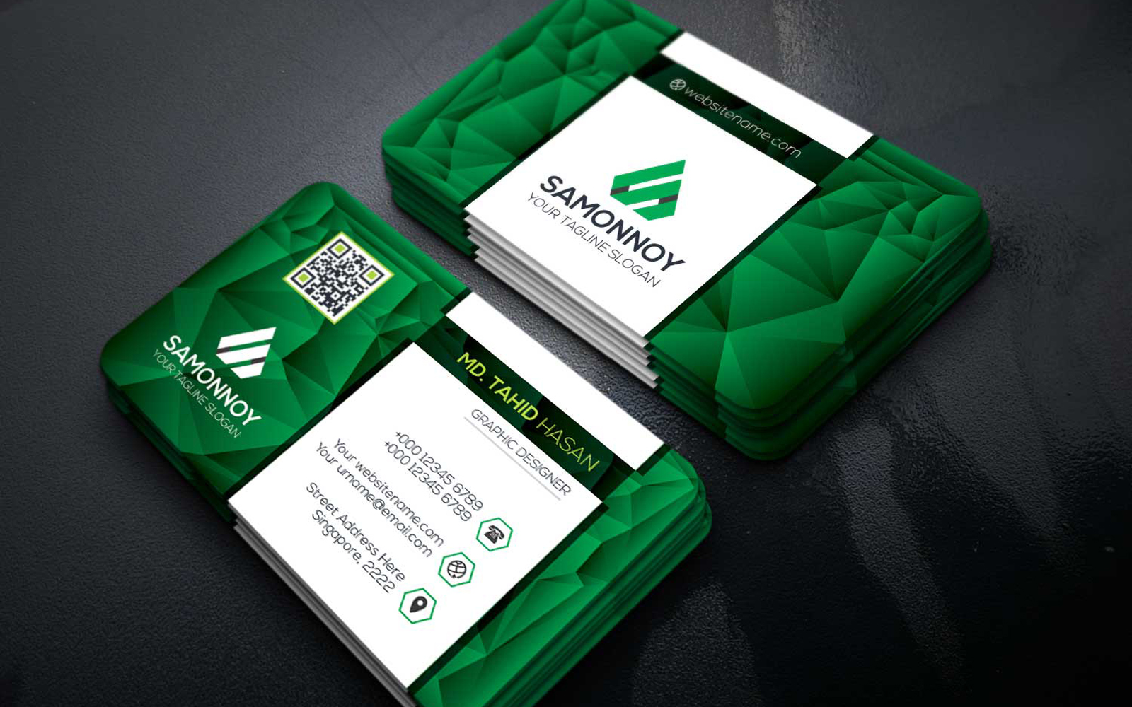 Download Фирменный стиль "Branding Stationary Business Card - Corporate Identity Template" / Branding Stationary Business Card - Corporate Identity Template - Фирменный стиль на тему графика print,designer,business,card,both,side,design,green,black,white,professional,modern,graphic,landscape,official,standard,creative,simple,web,logo