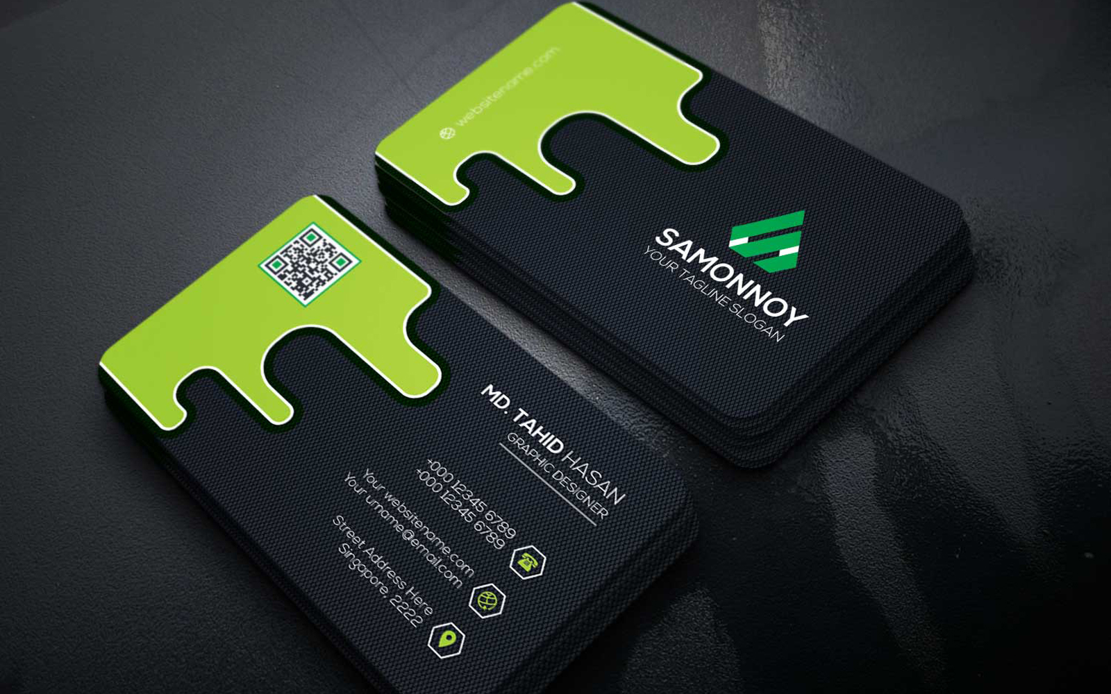 Download Фирменный стиль "Business Card - Corporate Identity Template" / Business Card - Corporate Identity Template - Фирменный стиль на тему графика print,designer,business,card,both,side,design,green,black,white,professional,modern,graphic,landscape,official,standard,creative,simple,web,logo