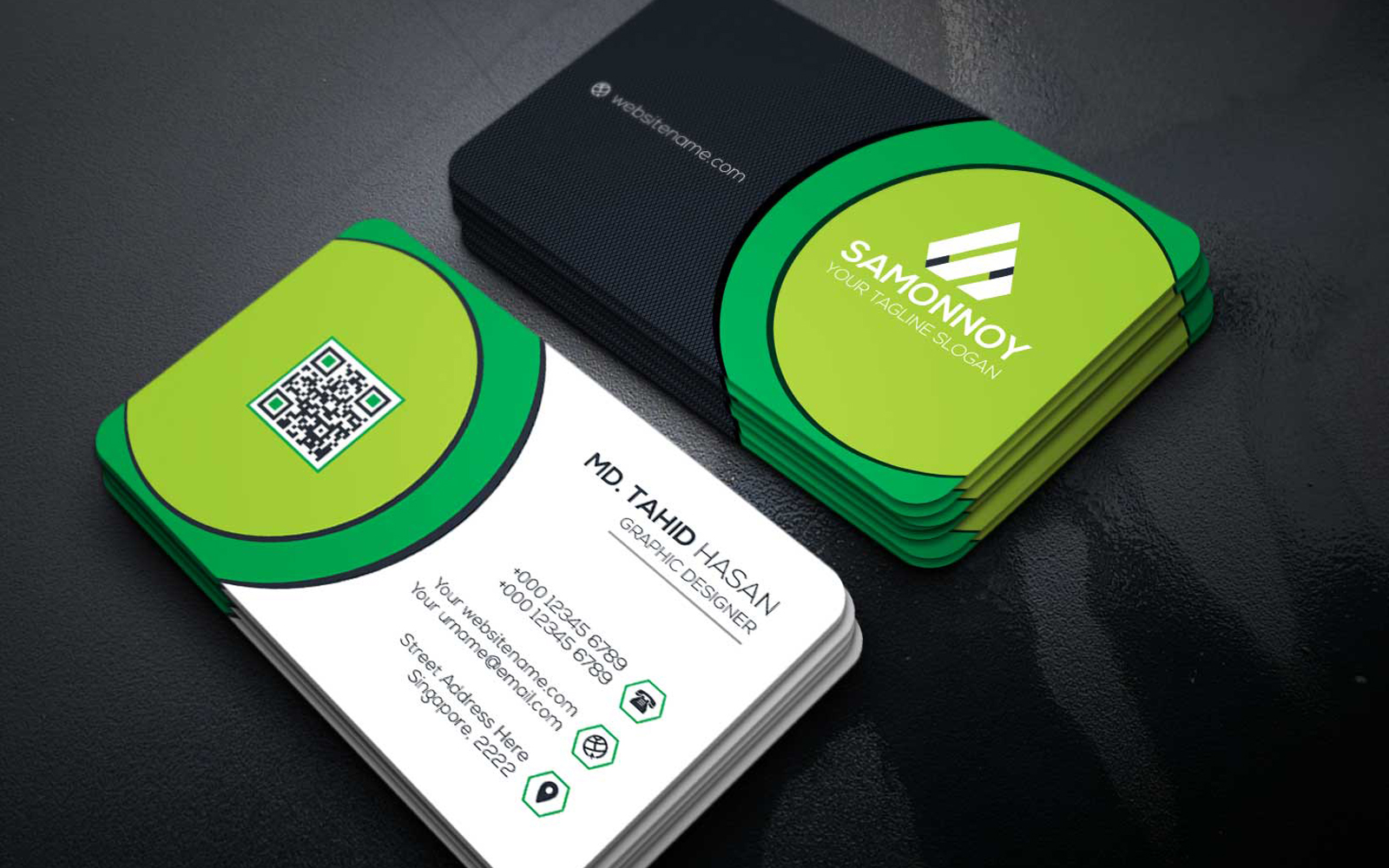 Download Фирменный стиль "Business Card - Corporate Identity Template" / Business Card - Corporate Identity Template - Фирменный стиль на тему графика print,designer,business,card,both,side,design,green,black,white,professional,modern,graphic,landscape,official,standard,creative,simple,web,logo