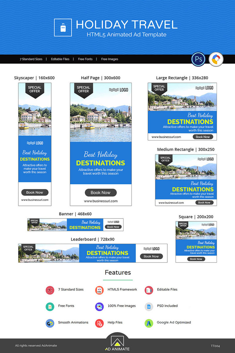 tour travel holiday travel banner ad templates animated banner