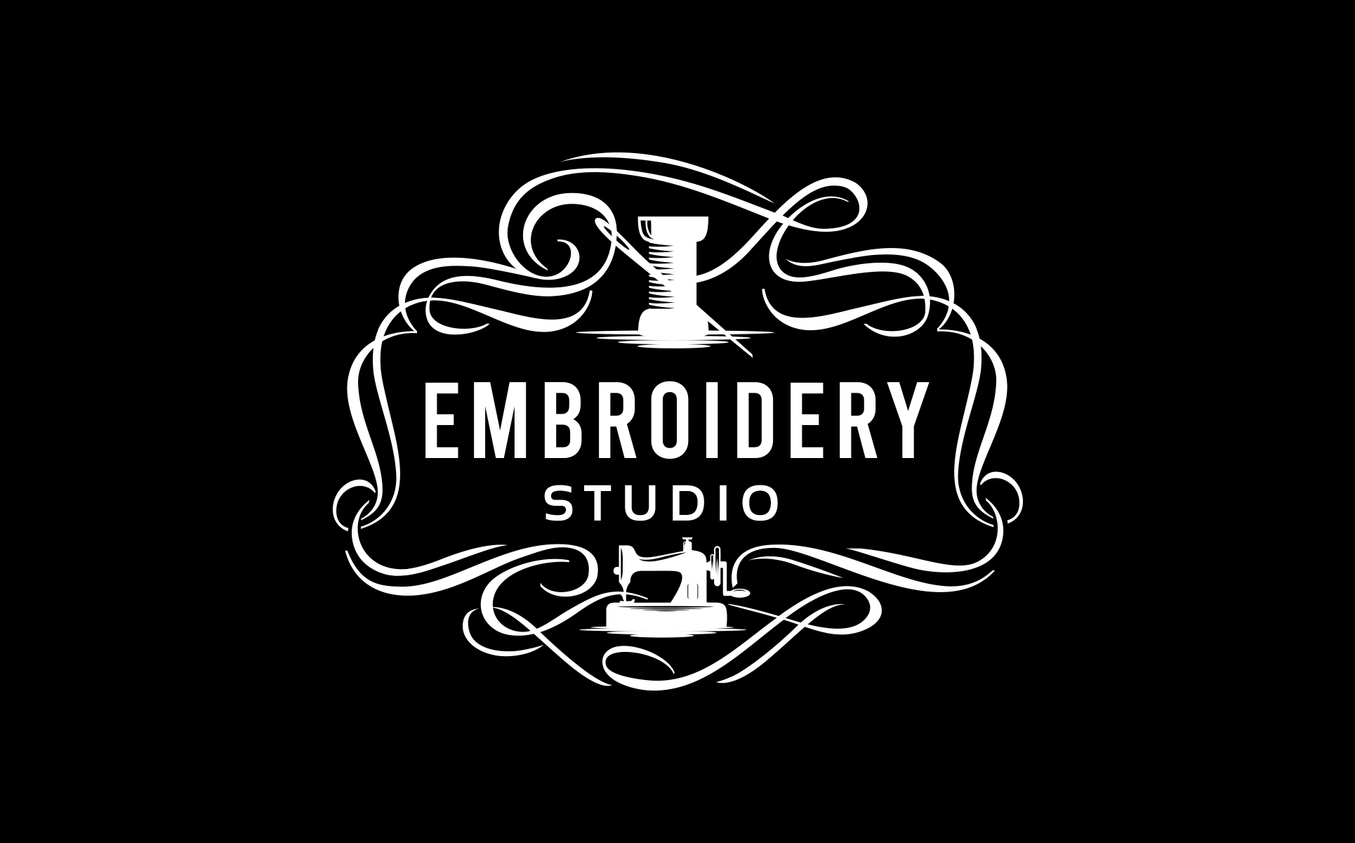 Download Шаблон логотипа "Ateliers, Embroidery Studios. Logo Template" / Ateliers, Embroidery Studios. Logo Template - Шаблон логотипа на тему графика logo,brand,atelier,sewing,embroidery,typewriter,needle,thread,black,monochrome,retro,vintage,style,patterns