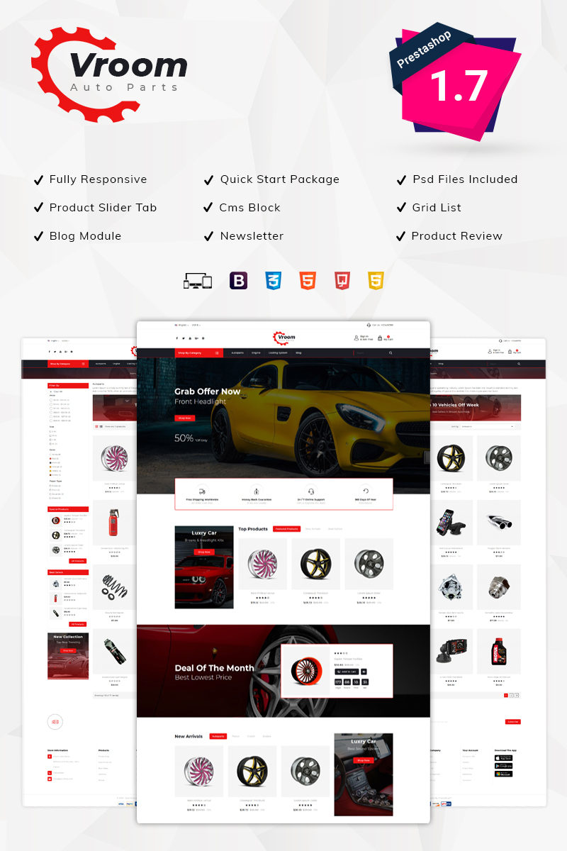 Vroom - Auto Parts Store PrestaShop Theme Vroom - Auto Parts Store PrestaShop Theme