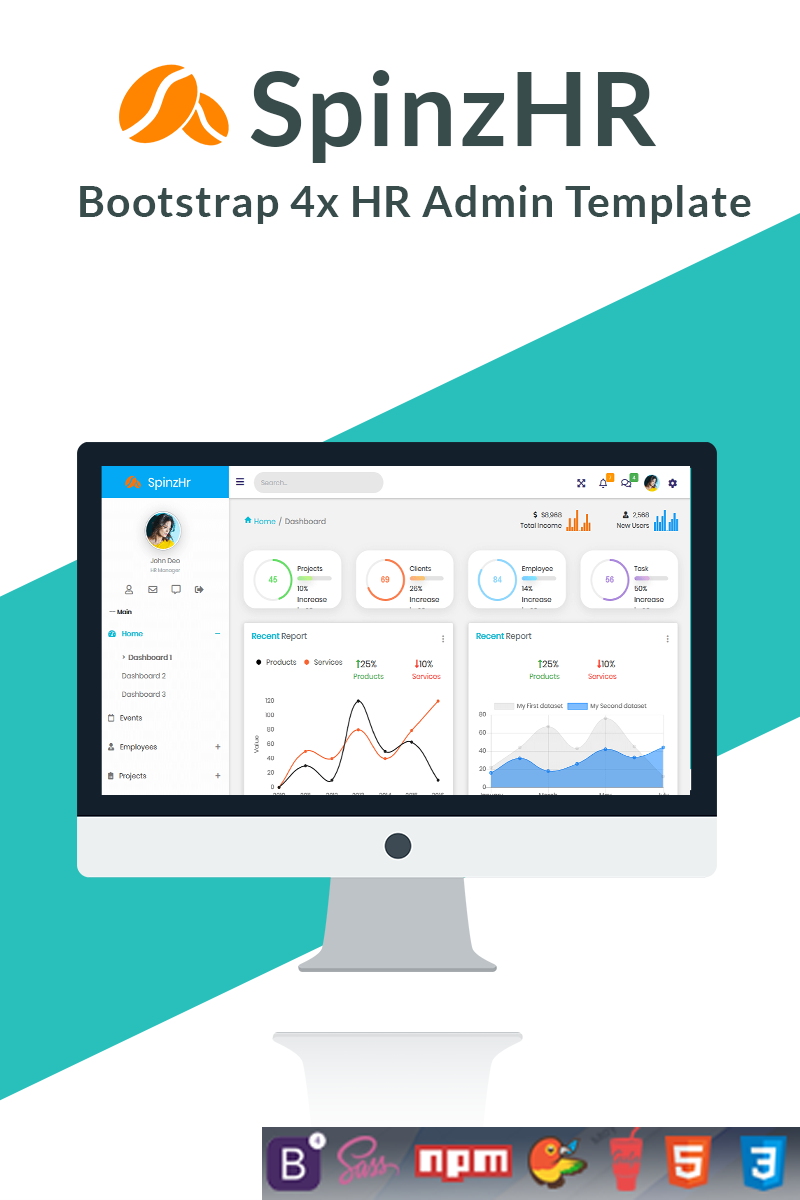 spinzhr human resource management hr admin template 73551 human resource dashboard