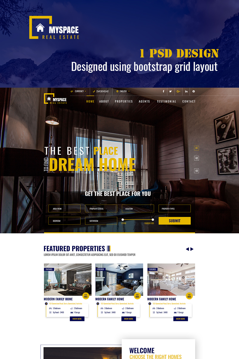 MySpace Bootstrap psd šablona Velký screenshot Bootstrap PSD šablona "MySpace" New Screenshots BIG