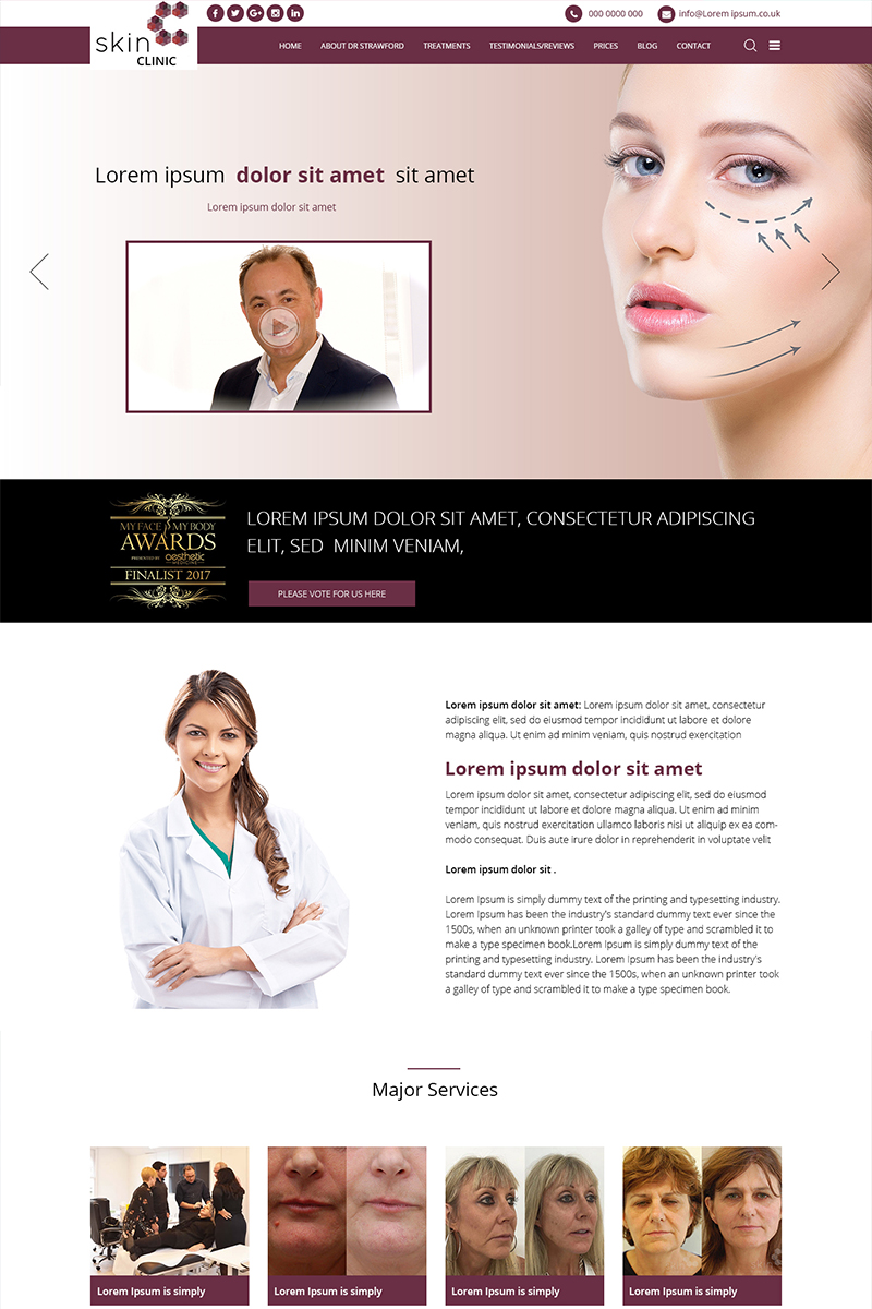 Skin Clinic - Skin Care Plantilla PSD Captura de Pantalla Grande Plantilla PSD para Sitio de Gráficos New Screenshots BIG