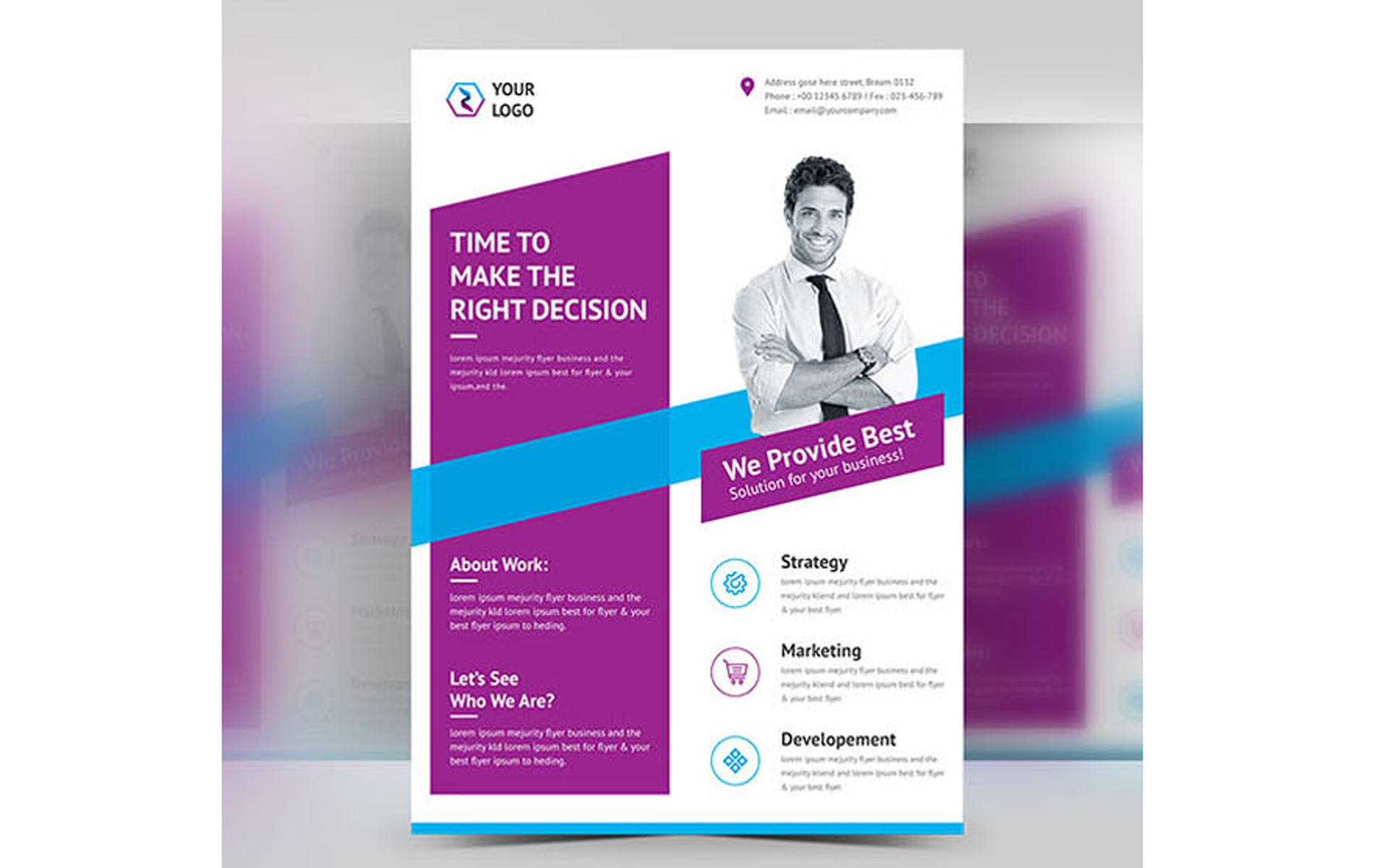Download Фирменный стиль "Business Flyer - Corporate Identity Template" / Business Flyer - Corporate Identity Template - Фирменный стиль на тему графика ad,advert,advertisement,blue,business,clean,corporate,flyer,flyers,green,magazine,modern,orange,photoshop,purple,template,creative