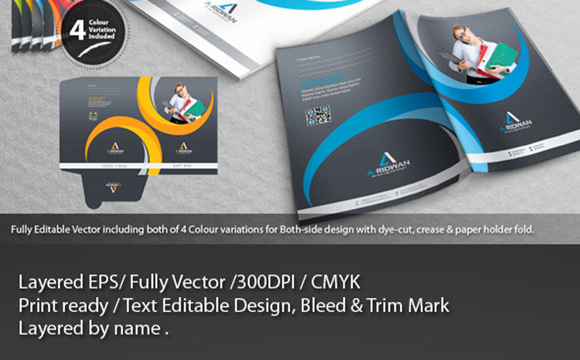 Download Фирменный стиль "A-Ridwan Presentation Folder - Corporate Identity Template" / A-Ridwan Presentation Folder - Corporate Identity Template - Фирменный стиль на тему графика abstract,art,artistic,blue,green,red,orange,colorful,computer,corporate,creative,graphics,id,id kit,identity,internet,modern,official,presentation,folder