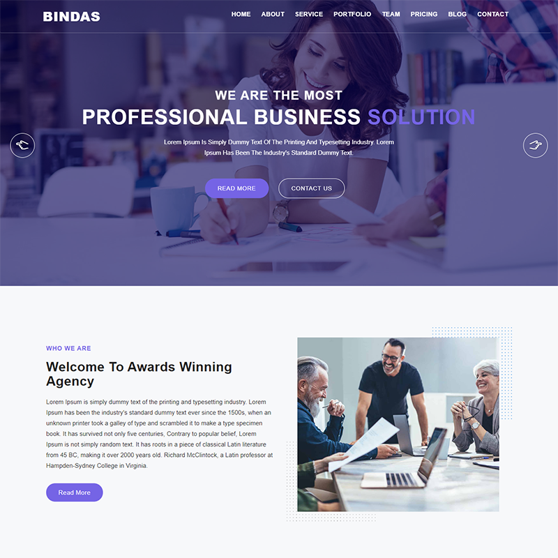 шаблон целевой страницы bindas consulting & business