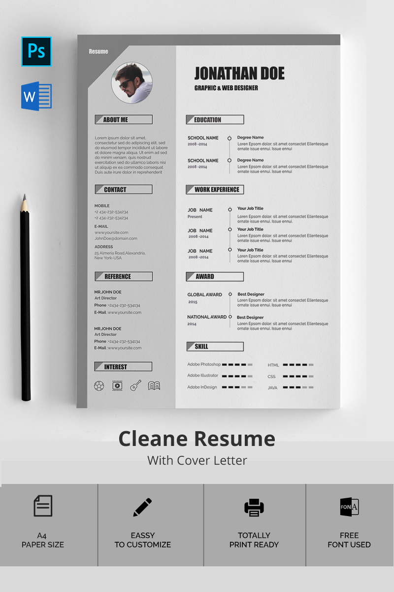 jonathan doe cv resume template 76175 cv paper size