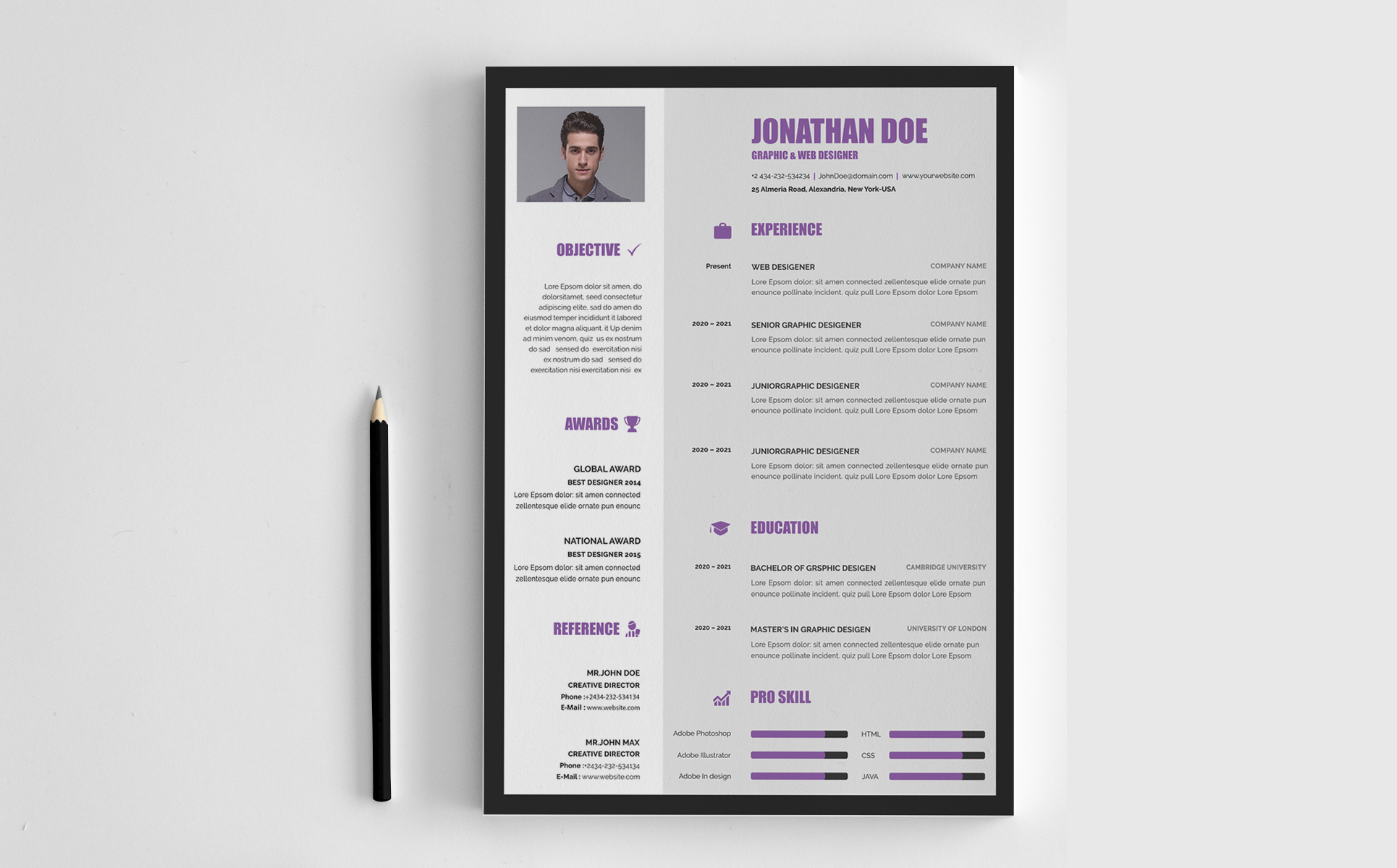 Jonathan Doe CV Resume Template Small Screenshot Jonathan Doe CV Resume Template