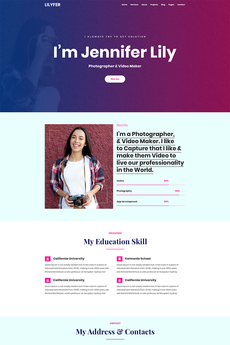 Lilyfer | Personal Portfolio Bootstrap PSD Template Big Screenshot Lilyfer | Personal Portfolio PSD Template New Screenshots BIG