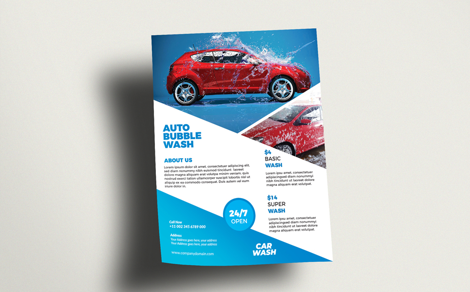 Download Фирменный стиль "Car Wash Flyer (Editable) - Corporate Identity Template" / Car Wash Flyer (Editable) - Corporate Identity Template - Фирменный стиль advertising,auto clean,auto detailing,business,car,car care,car cleaning,car polish,car wash,car wax,care,carwash,corporate,design,equipment,flyer,foam,leaflet,maintenance,promotion